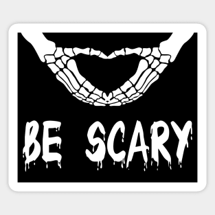 Be Scary Halloween Skeleton Bones Heart Shape Sticker